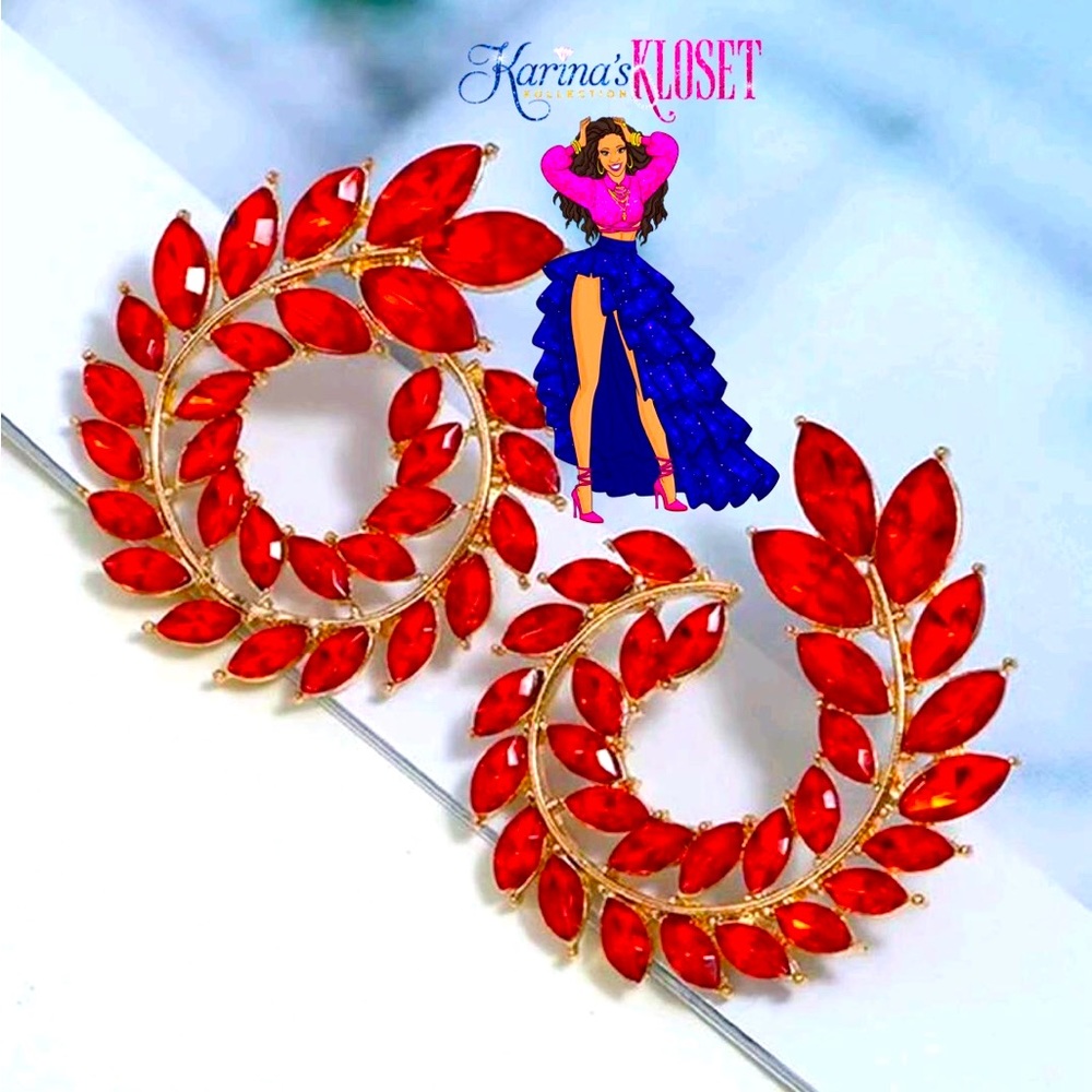 Empress Red Ruffles, Eternity Earring, Sparklingly, Dazzling Earrings 💖